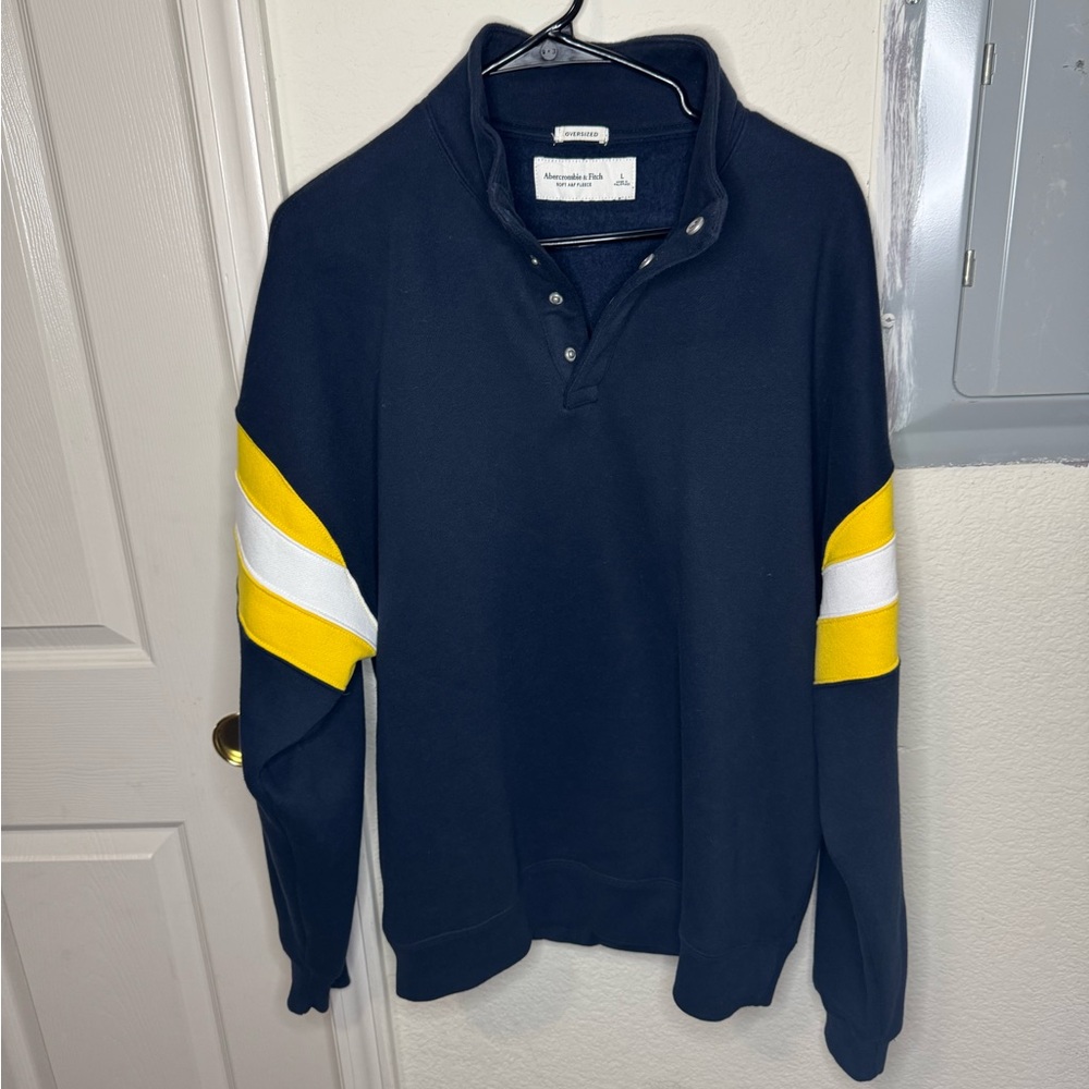 Men's Navy and Yellow Sweater